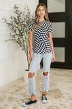 PREORDER: Sheer Checkered Layering Short Sleeve Top