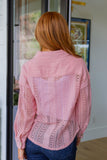 Sweeter Than Nectar Lace Button Down in Rose