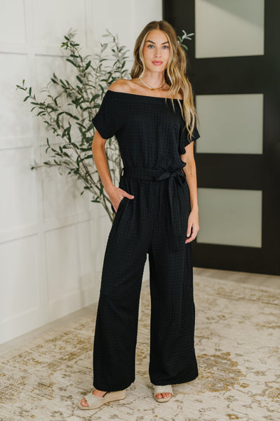 PREORDER: Textured Knit Jumpsuit in Black
