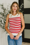PREORDER: Textured Knit Tank in Red and White Stripe