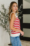 PREORDER: Textured Knit Tank in Red and White Stripe