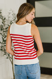 PREORDER: Textured Knit Tank in Red and White Stripe