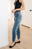 Payton Pull On Denim Joggers in Medium Wash