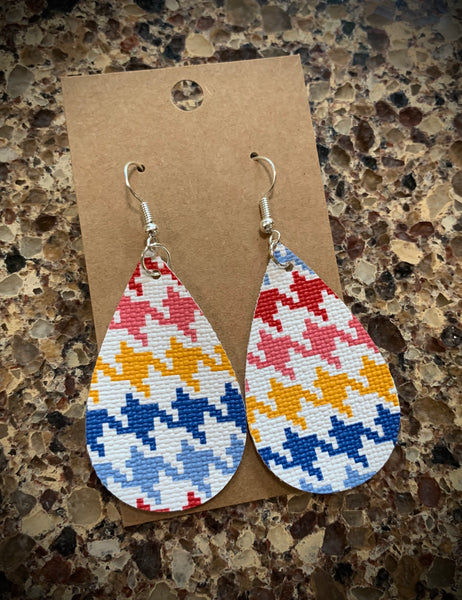Rainbow Houndstooth Leather Drops