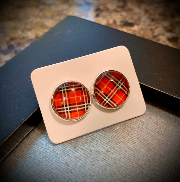 Red Plaid Studs