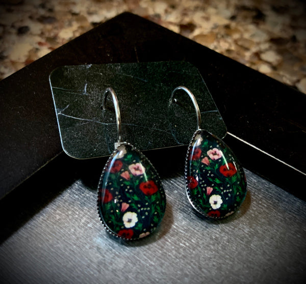 Black Floral Dangles